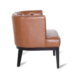 Clough Contemporary Faux Leather Tufted Accent Chair Cognac Brown/Dark Brown - Christopher Knight Home -Christopher Knight Home GUEST f9a03e7e 093a 4db4 9884 66c277b522c3
