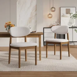 Christopher Knight Home Bulwarth Mid-Century Modern Rubberwood Upholstered Dining Chair With Curved Back (Set Of 2) -Christopher Knight Home GUEST fa3ba3f0 17da 4f61 83db 724857485162