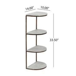 33.5" Bainville Modern Glam Handcrafted Marble Half Round Etagere Bookcase Natural White/Antique Brass - Christopher Knight Home -Christopher Knight Home GUEST fb001299 deda 4e66 a94a b631d5799612