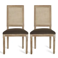 Set Of 2 Regina French Country Wood And Cane Upholstered Dining Chairs - Christopher Knight Home -Christopher Knight Home GUEST fd0c30e9 6676 4050 90c1 5aba0e9c0eec
