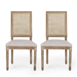 Set Of 2 Regina French Country Wood And Cane Upholstered Dining Chairs - Christopher Knight Home -Christopher Knight Home GUEST fe994e94 ffaf 4a67 8658 4f9dd6bed11e