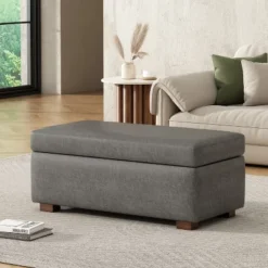 Christopher Knight Home Kalysta Contemporary Rubberwood Upholstered Rectanglar Storage Ottoman -Christopher Knight Home GUEST ff417a41 5ef0 4e90 9583 4c10985a3402